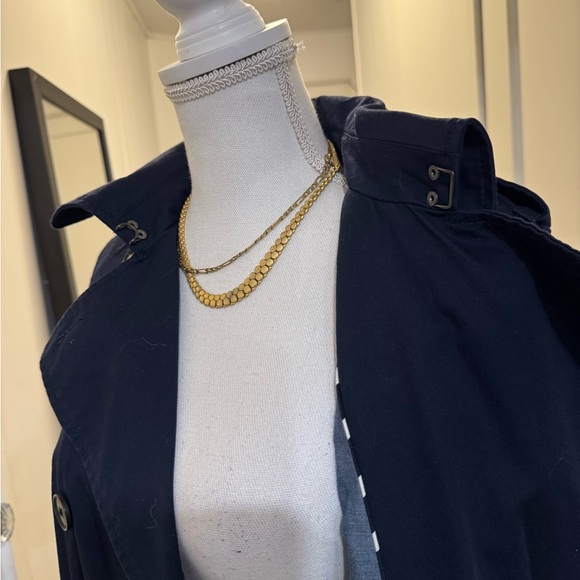 GAP Blue Trench Coat with Wide Lapel and Belt - Picture 11 of 14